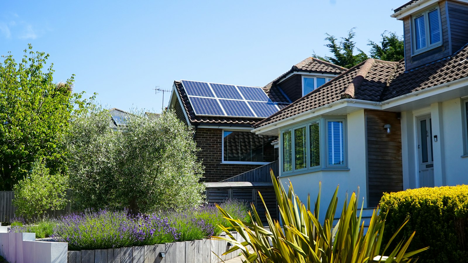 Solar panels installed on a house roof